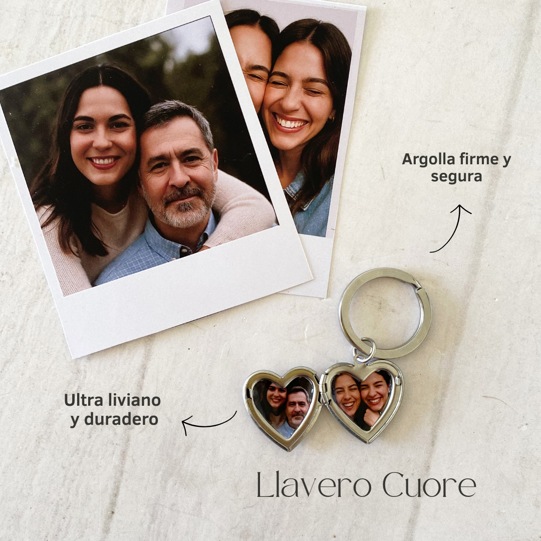 Llavero Corazon Plateado con foto
