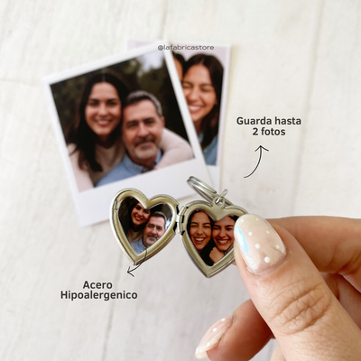 Llavero Corazon Plateado con foto