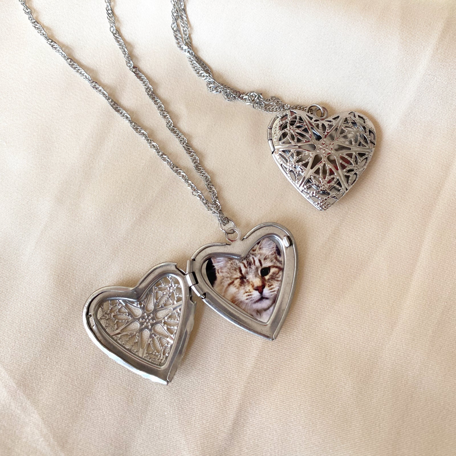 Collar con foto Colgante Relicario Guardapelo Plateado Hope