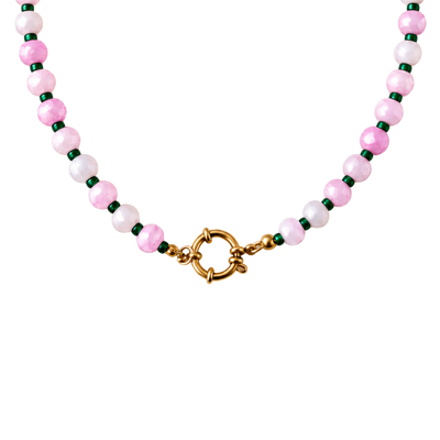 Collar de Cristales Rosado Handmade | Personalizable con Charms