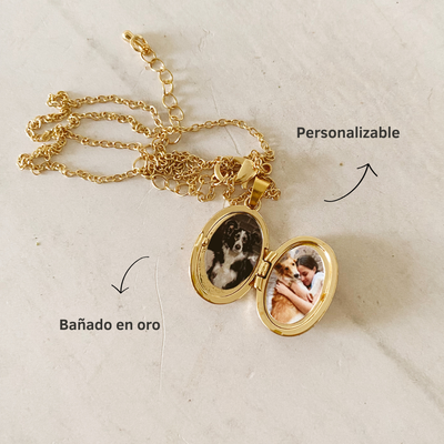 Collar Colgante Relicario Baño en Oro con foto Dorado Destiny