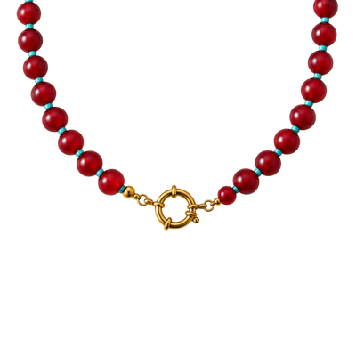 Collar de Cristales Rojo Handmade | Personalizable con Charms libre de niquel