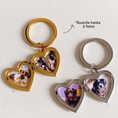 Llavero Corazon Dorado con Foto