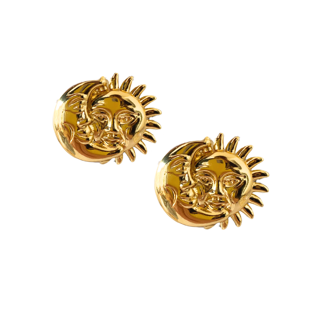 Aros Moon And Sun Dorado Elegancia con energía celestial
