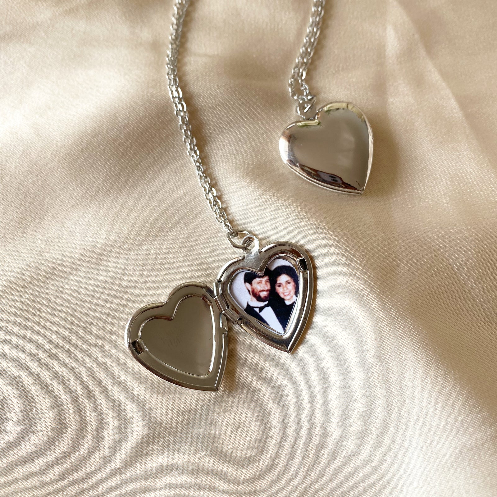 Collar con foto Colgante Relicario Guardapelo Plateado Love