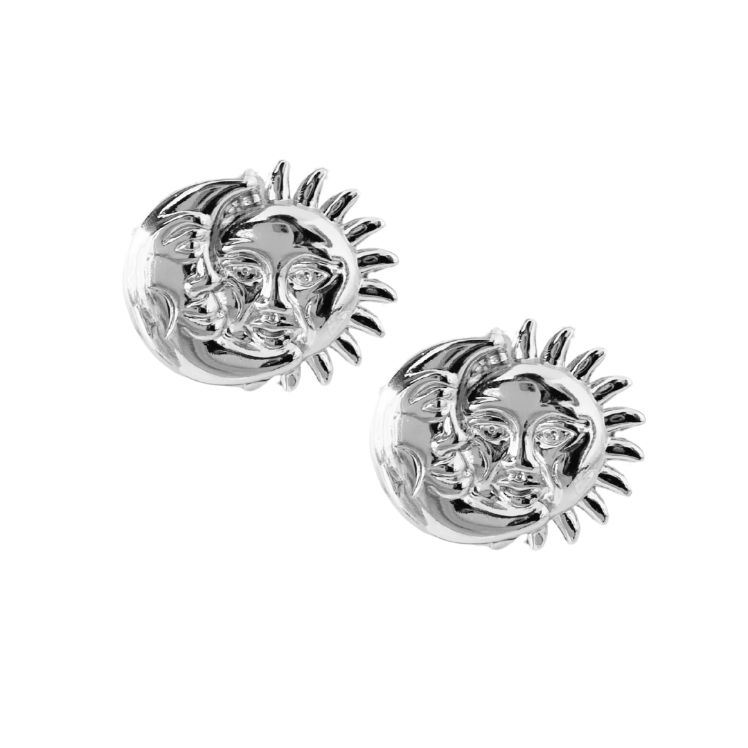 Aros Moon And Sun Plateado Elegancia con energía celestial