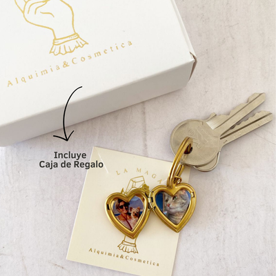 Llavero Corazon Dorado con Foto