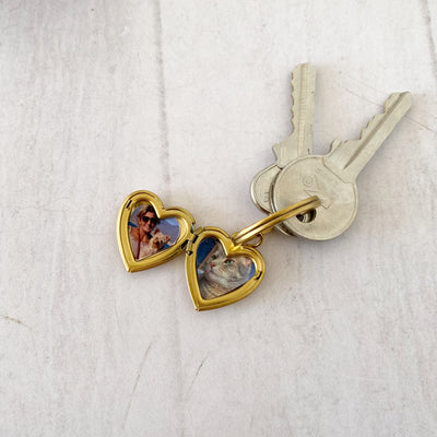 Llavero Corazon Dorado con Foto