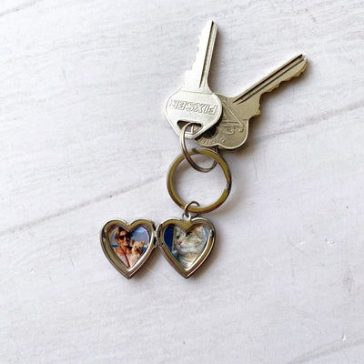 Llavero Corazon Plateado con foto