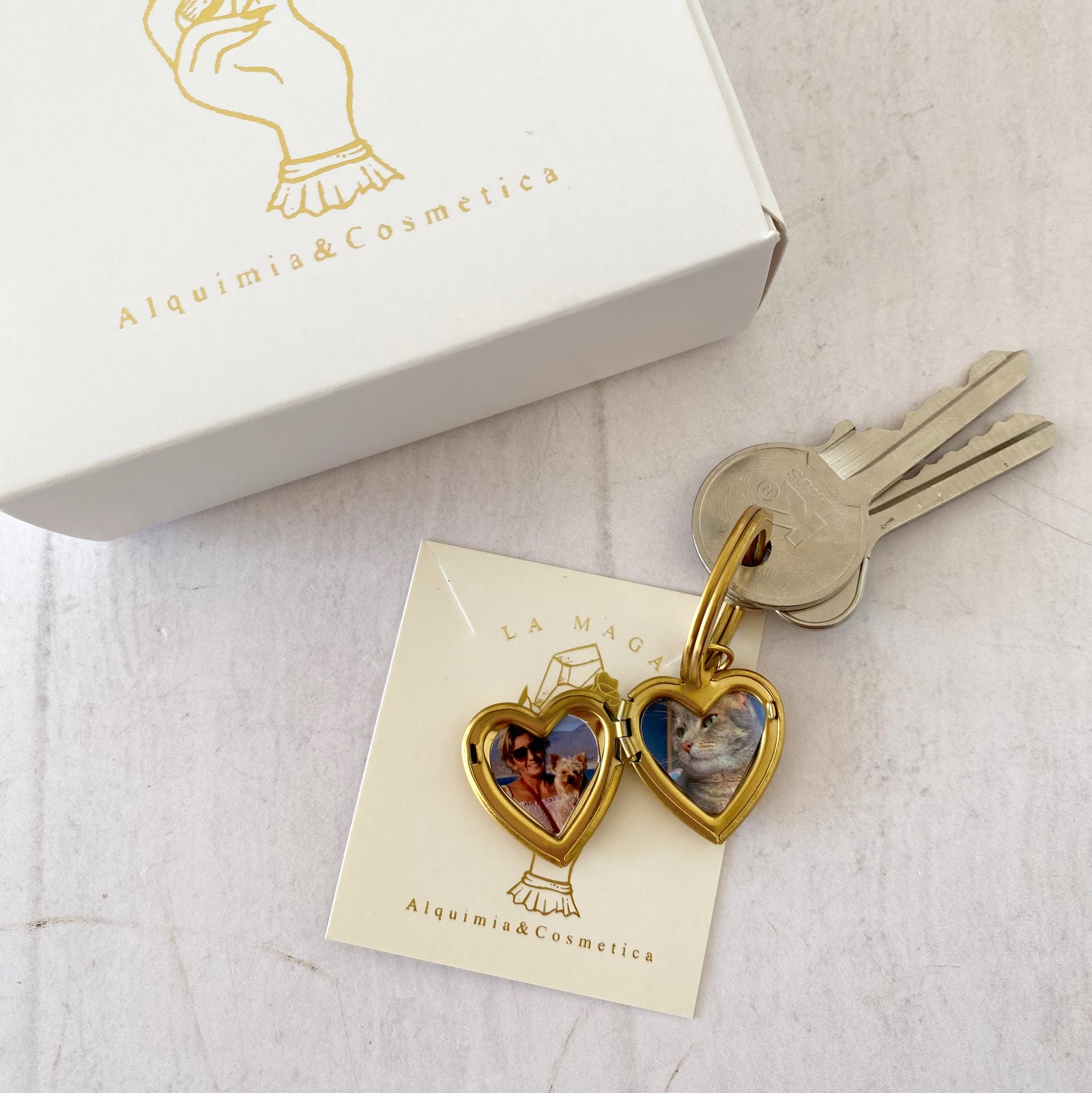 Llavero Corazon Dorado con Foto