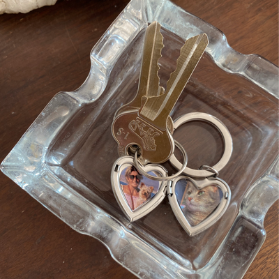 Llavero Corazon Plateado con foto