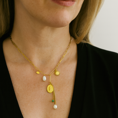 Collar Amanecer de Jade — Acero + Piedras Naturales