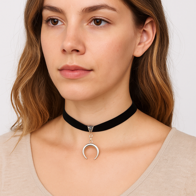 Choker Moon De terciopelo Negro Vintage