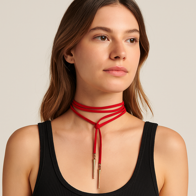 Choker Lazo Emma Rojo Gamuza