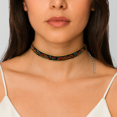 Choker negro bordado Floralia