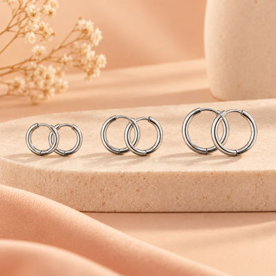 Set 3 Pares de Argollas de Acero Inoxidable 10, 12 y 14 mm –  Unisex