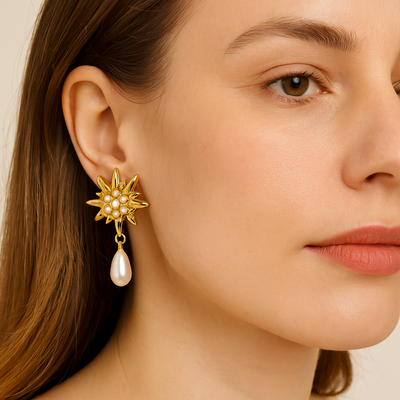 Aros Campanita Dorado con Perla – Elegancia y brillo clásico