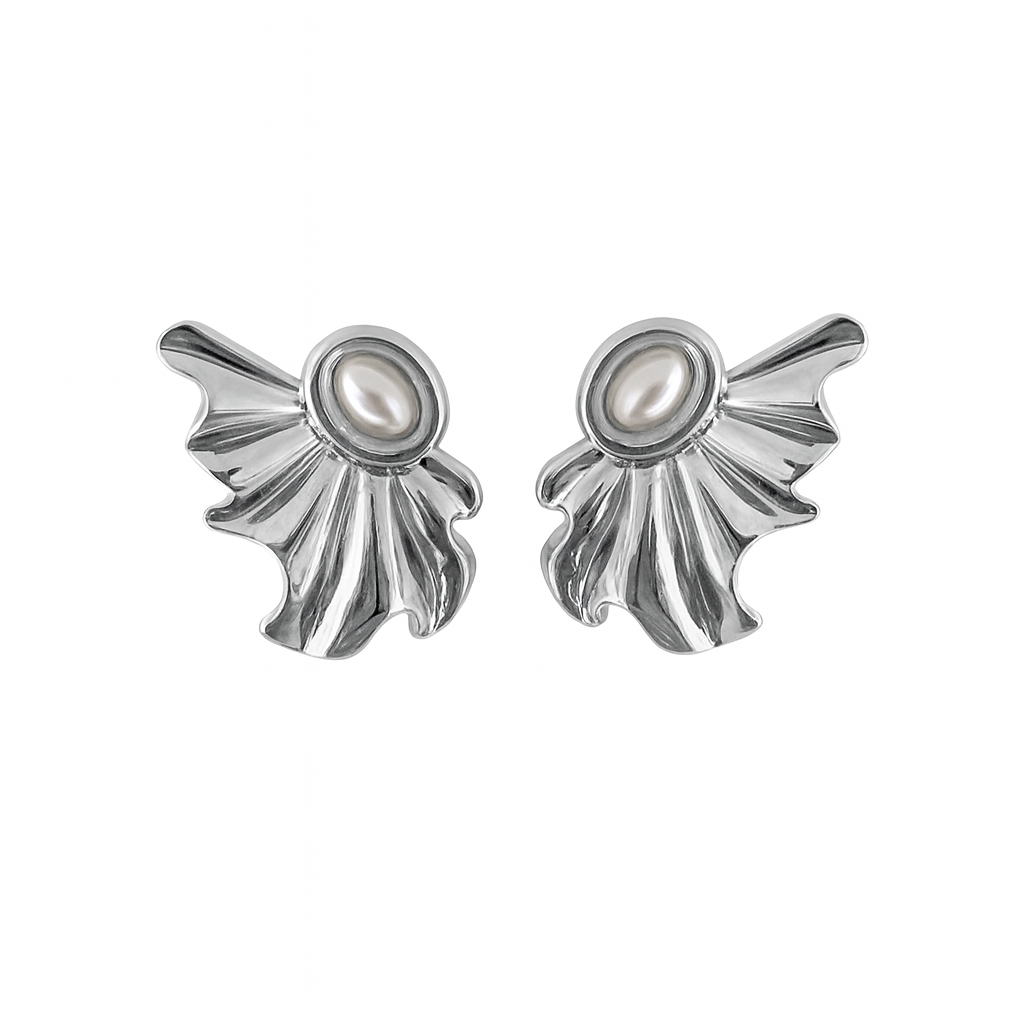 Aros Pañuelos Plateado con Perla – Movimiento, brillo y elegancia