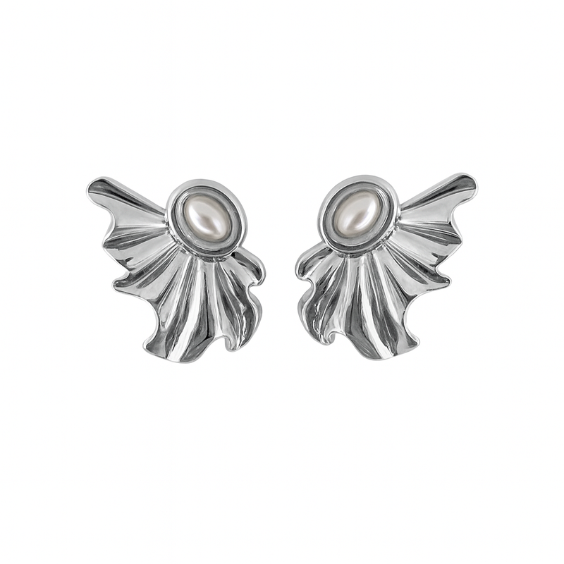 Aros Pañuelos Plateado con Perla – Movimiento, brillo y elegancia