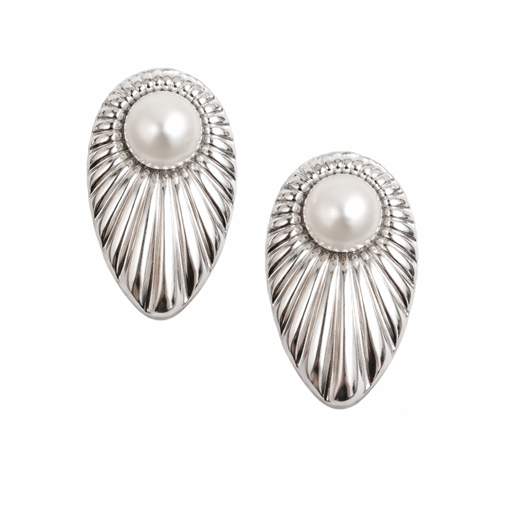 Aros Plateados con Perla