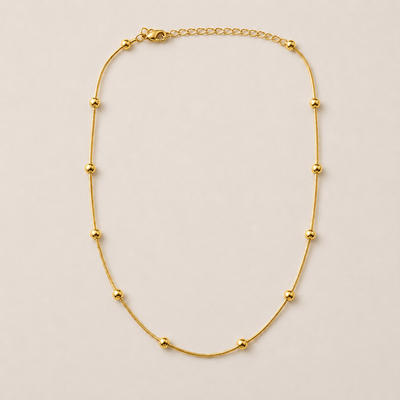 Collar Dorado con Bolitas de Acero Hipoalergénico para pieles sensibles