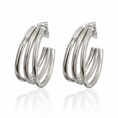 Argollas Triple Aro Plateadas – Acero Inoxidable Hipoalergénico