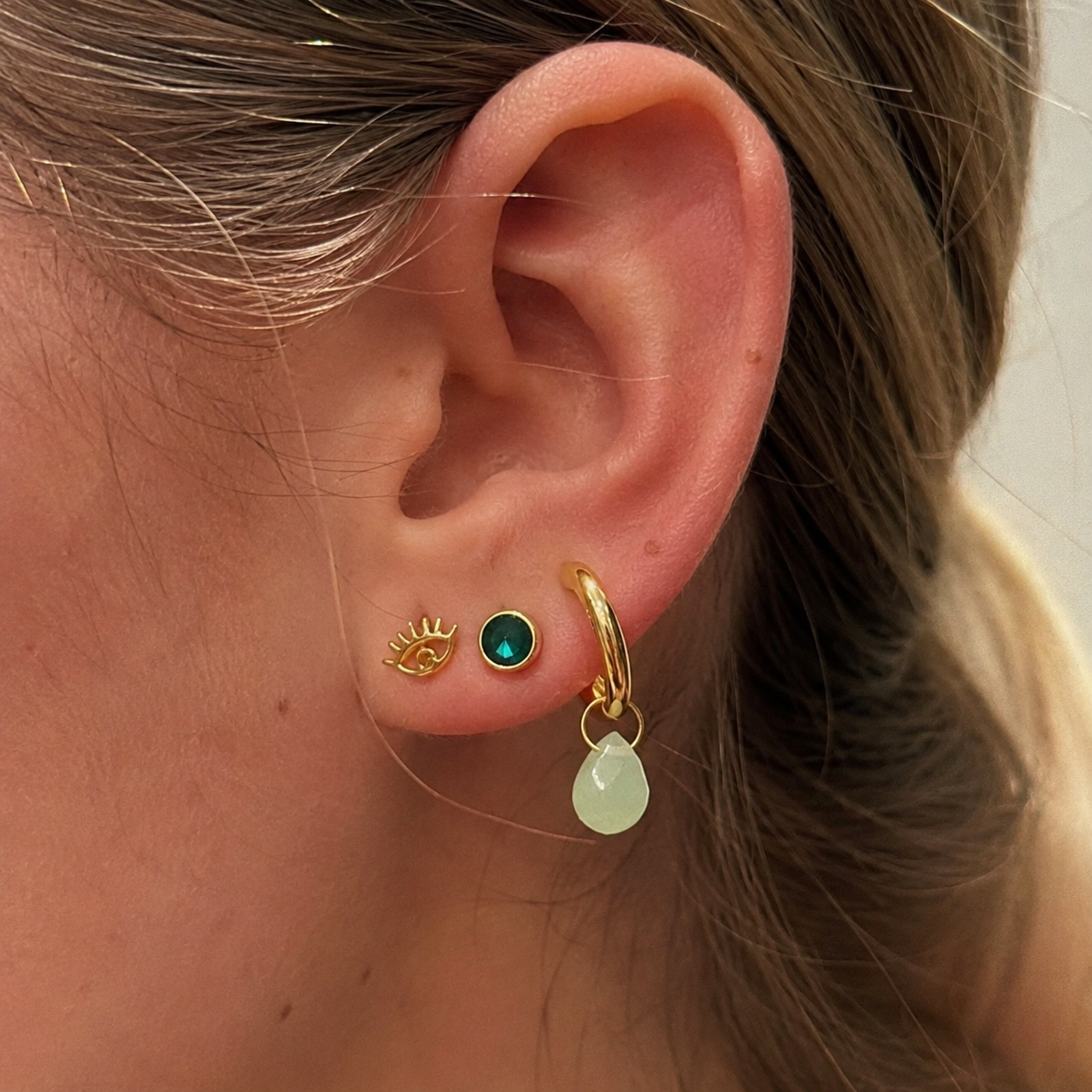 Aros Argolla Set Esmeralda