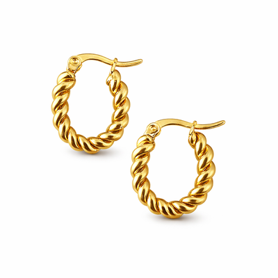 Aros Argollas Barroco – Aros Trenzados Dorados de Acero