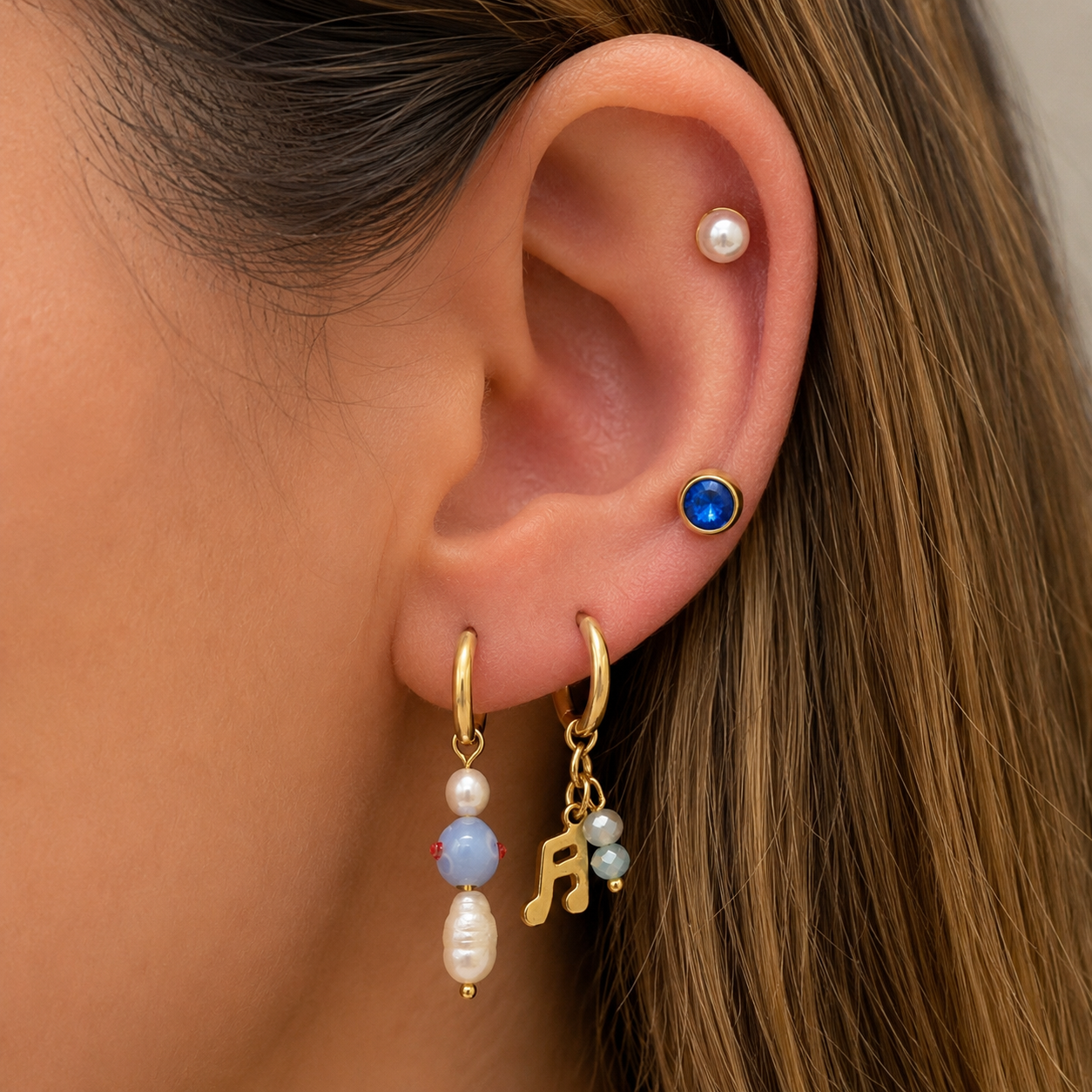 Aros Argolla Set Sinfonia Azul