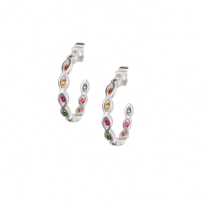 Aros Argollas Mystic Acero Plateado