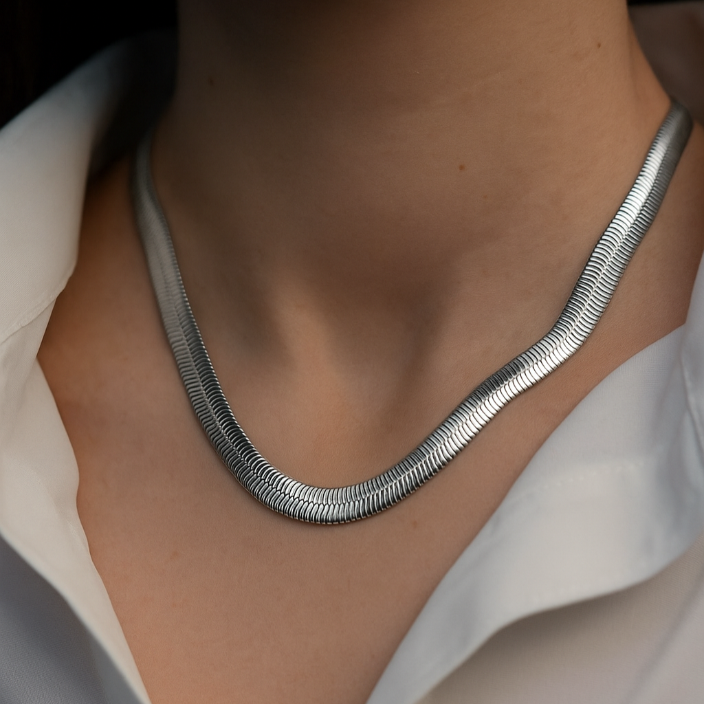 Collar Chunky Snake Plateado