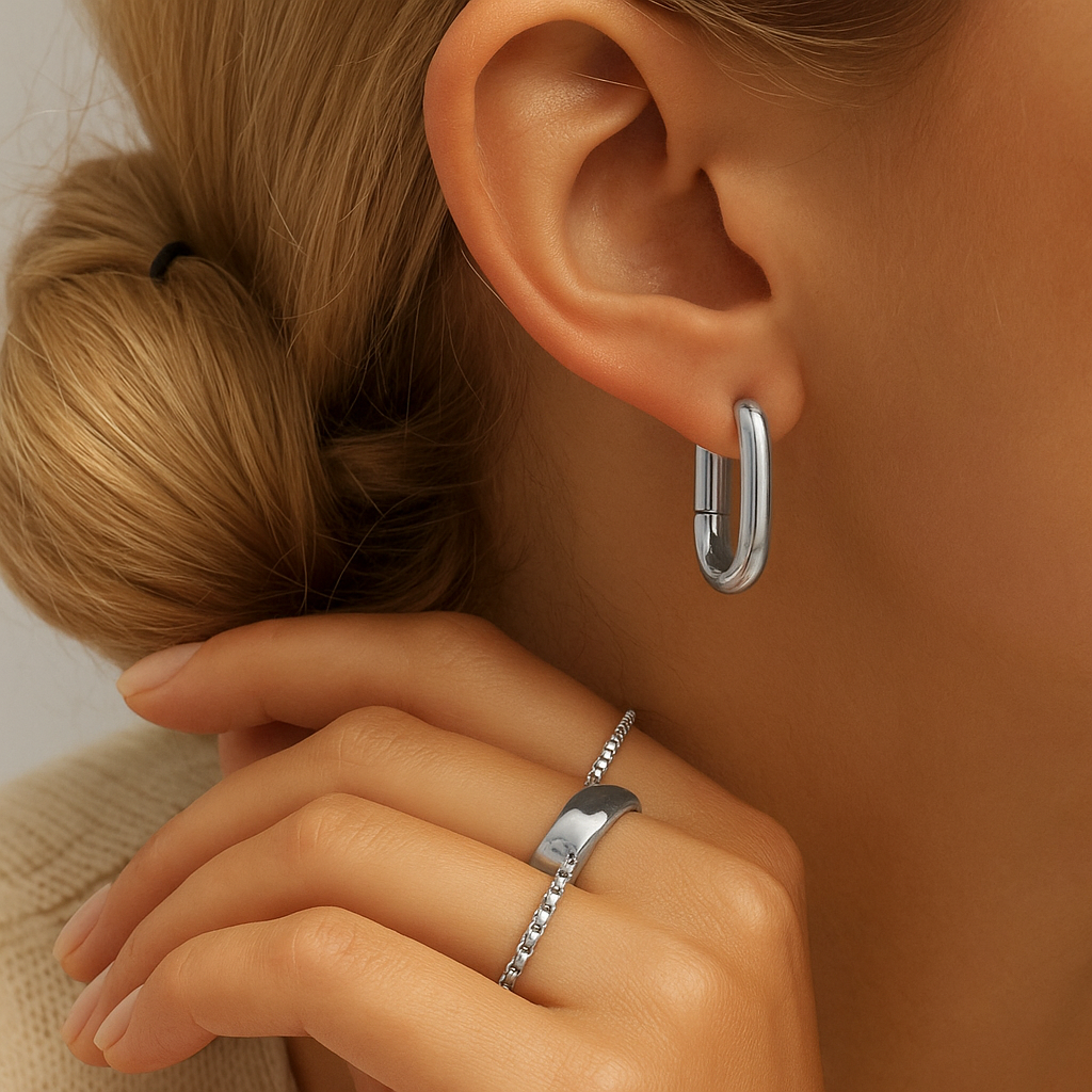 Aros Argollas Tiziano Bold Plateado