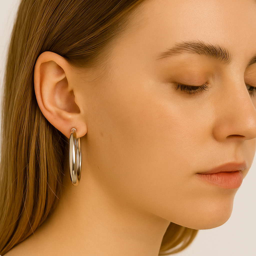 Aros Argolla Plateada Basica Joan 30 mm