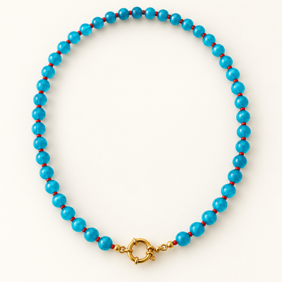 Collar de Cristales Turquesa Handmade | Personalizable con Charms libre de niquel