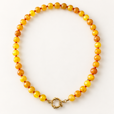 Collar de Cristales Amarillo Handmade | Personalizable con Charms