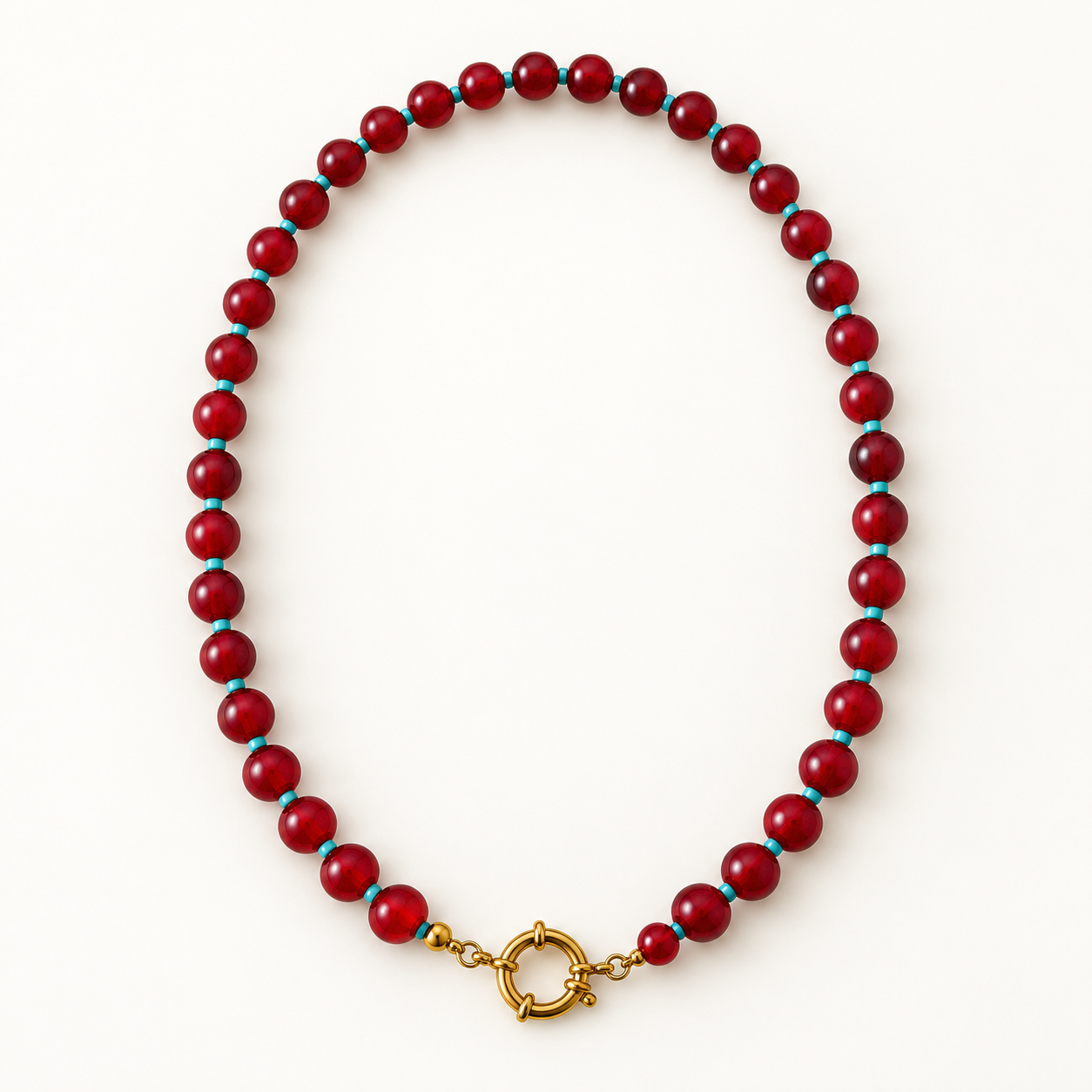 Collar de Cristales Rojo Handmade | Personalizable con Charms libre de niquel