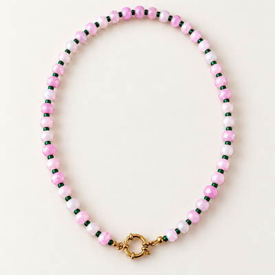 Collar de Cristales Rosado Handmade | Personalizable con Charms