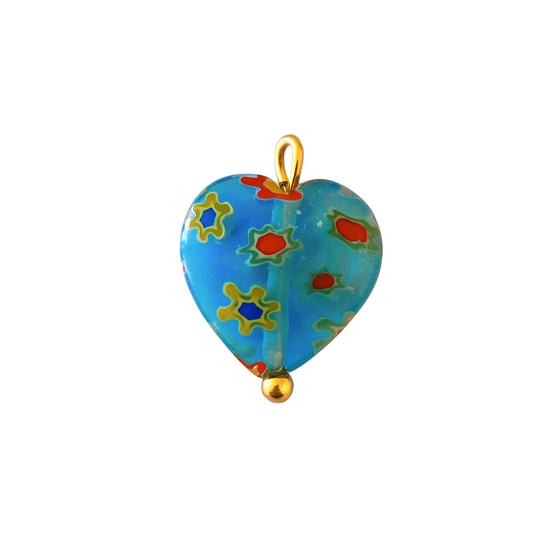 Charm Corazón Azul de Vidrio Murano