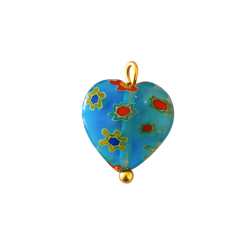 Charm Corazón Azul de Vidrio Murano