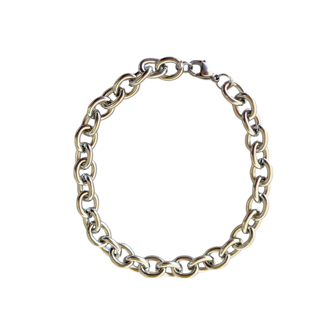 Pulsera Cadena Grumet Plateada