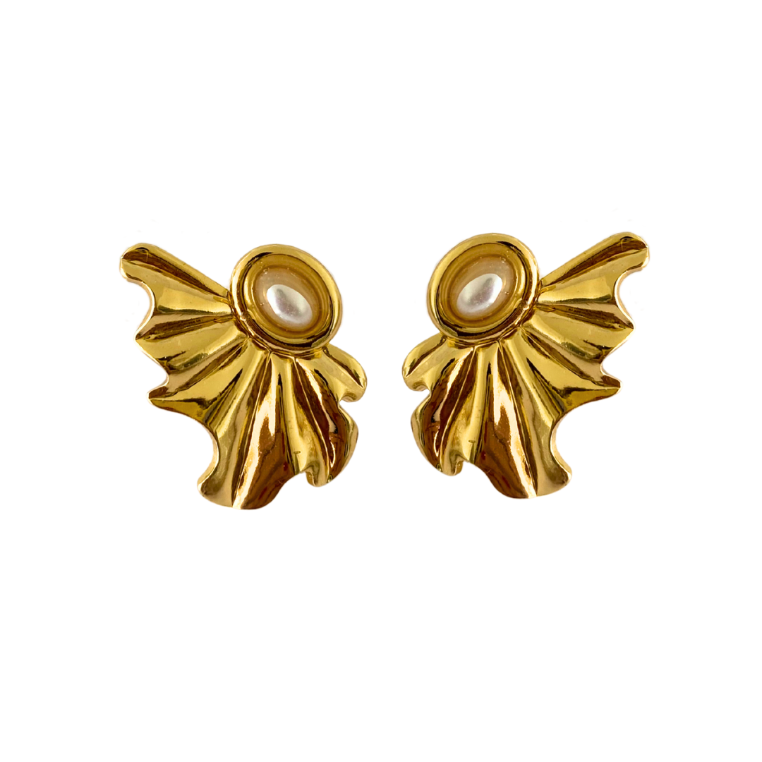 Aros Pañuelos Dorados con Perla – Movimiento, brillo y elegancia