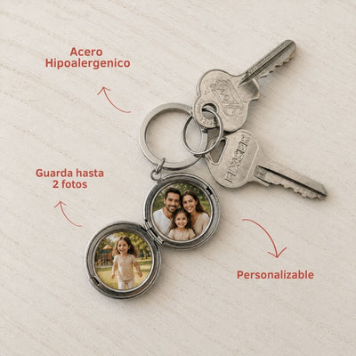 Llavero Relicario Vintage Plateado | Personalizable con Foto
