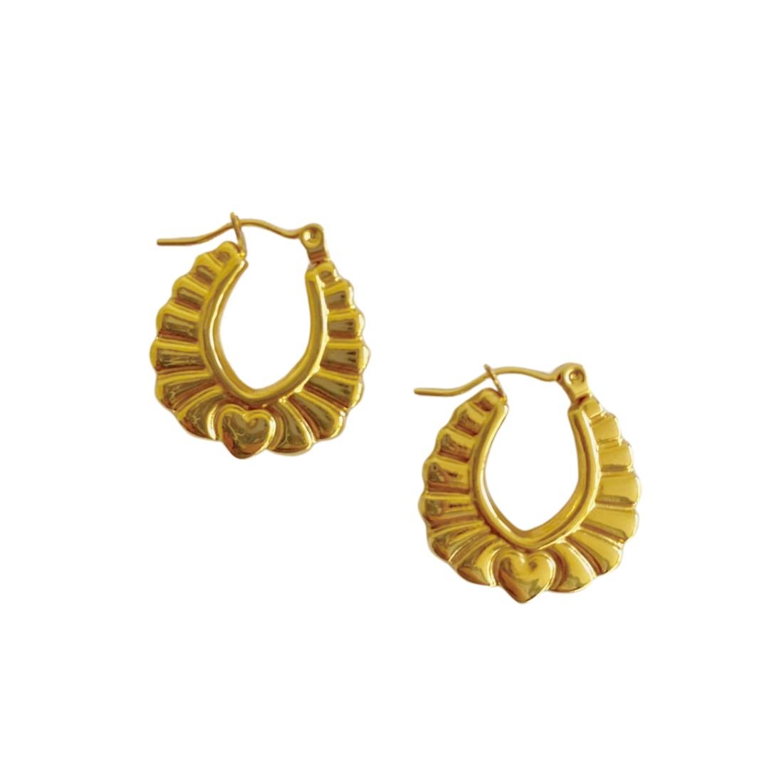 Aros Argollas Mujer Dulce Amor Doradas Hipoalergenicos - La Fábrica Store