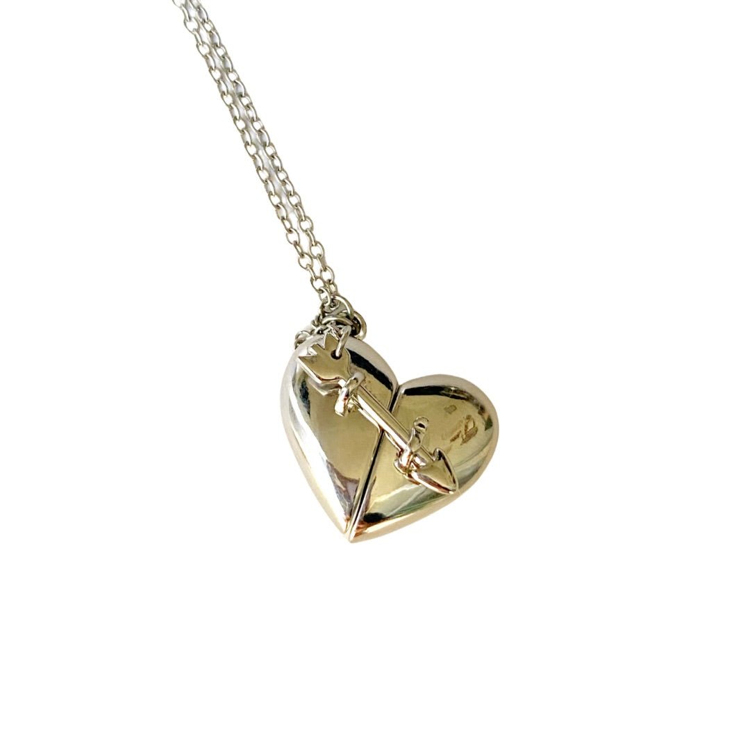 Collar Colgante Corazon Cupido Plateado con mensaje