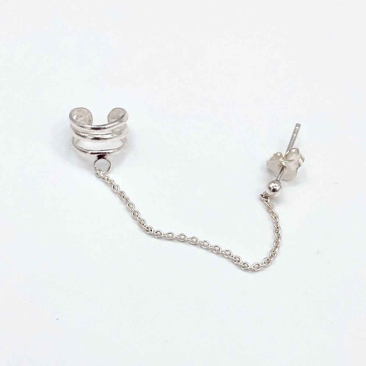 Aro Cuff Simple 3 Lineas Cadena Plata - La Fábrica Store