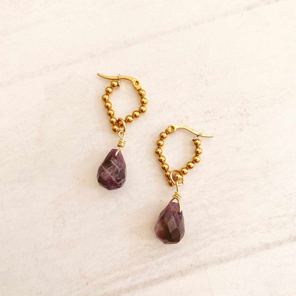 Aros  Amatista Alma Dorados