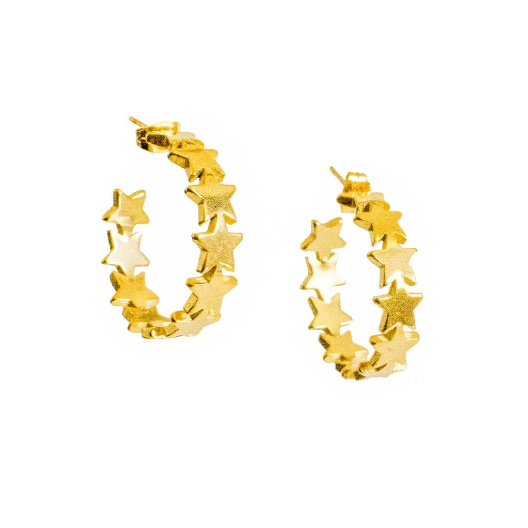 Aros Argolla Stardust Dorado - La Fábrica Store