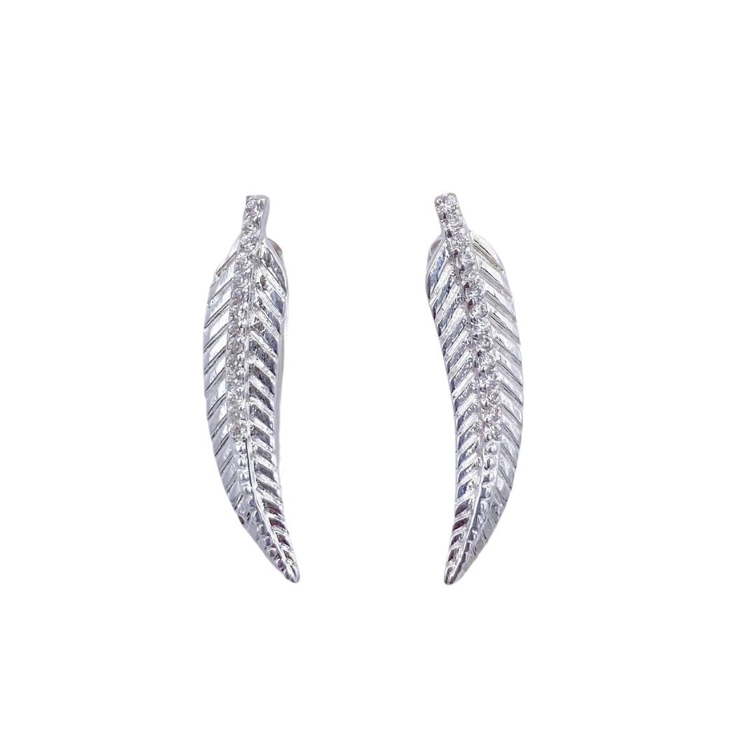 Aros Trepador Plateado Hojas Plata - La Fábrica Store